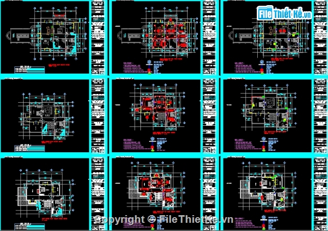 File AutoCAD Biệt Thự,Kiến Trúc+Nội Thất+Chi Tiết,Phối Cảnh Công trình,biệt thự đẹp
